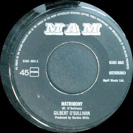 Gilbert O'sullivan - Matrimony / January Git side A