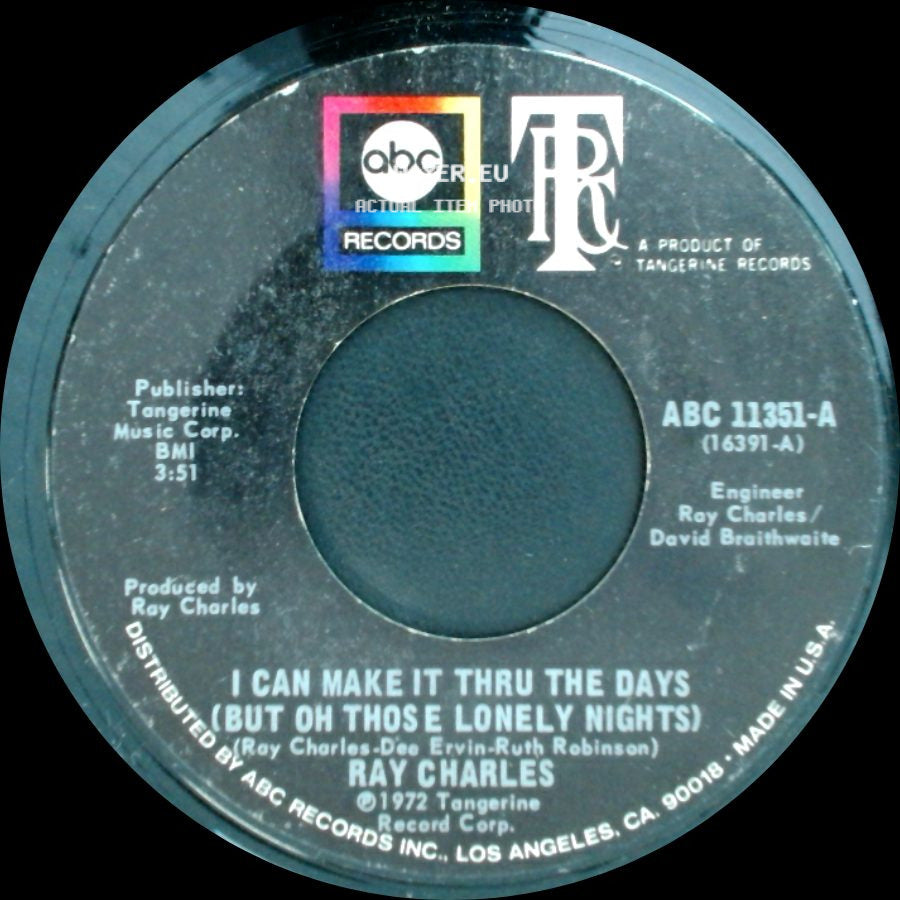 Ray Charles - I Can Make It Thru The Days (But Oh Those Lonely Nights) / Ring Of Fire side A