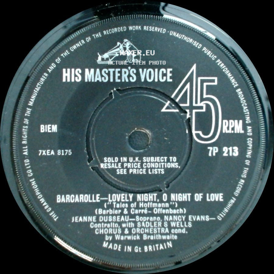 Jeanne Dusseau, Nancy Evans, Sadler's Wells Chorus & Orchestra, Warwick Braithwaite / Jeanne Dusseau, Nancy Evans - Easter Hymn (Cavalleria Rusticana) / Barcarolle — Lovely Night, O Night Of Love side B