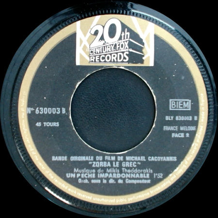 Mikis Theodorakis - Un Peche Impardonnable / Zorba Le Grec side A