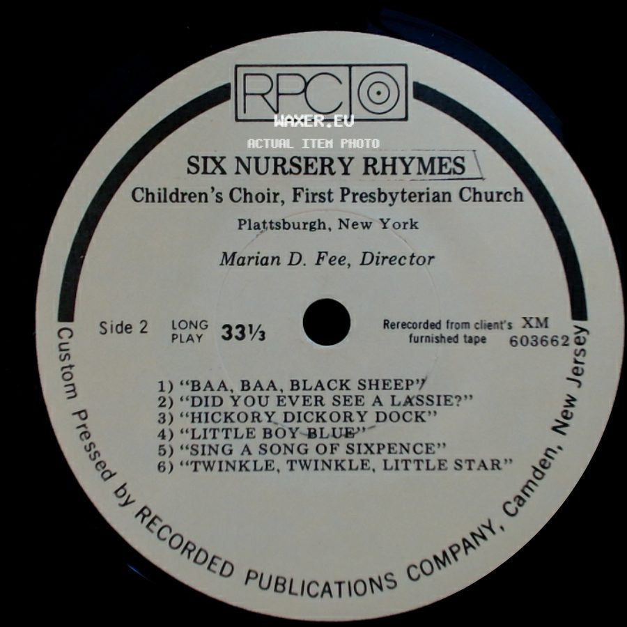 Children's Choir, First Presbyterian Church - Five Sacred Songs / Six Nursery Rhymes side B