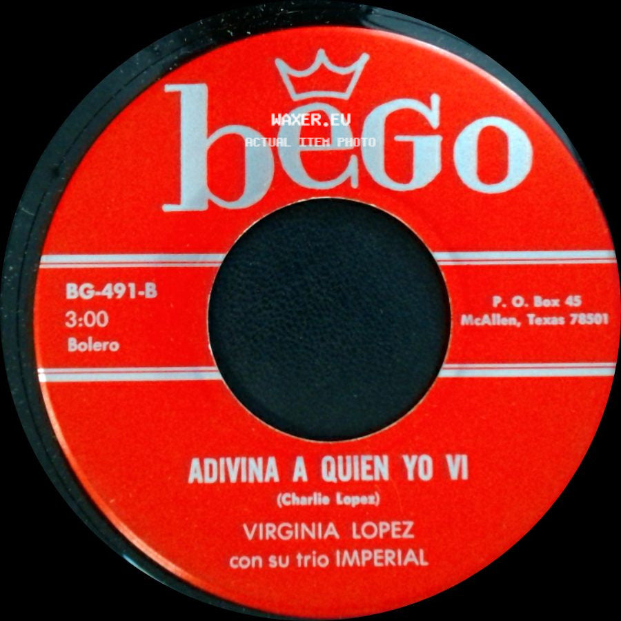 Virginia Lopez Con Su Trio Imperial - Adivina A Quien Yo Vi / Devuelveme La Fe side A