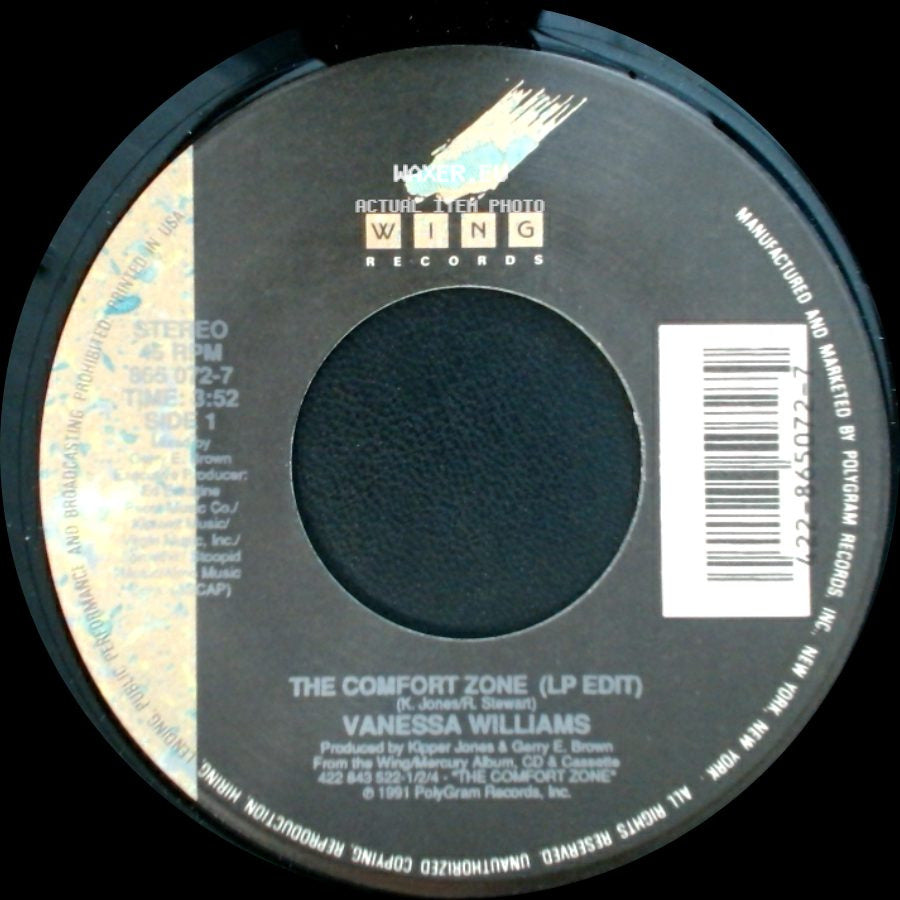Vanessa Williams - The Comfort Zone (Lp Edit) / The Comfort Zone (Instrumental) side A