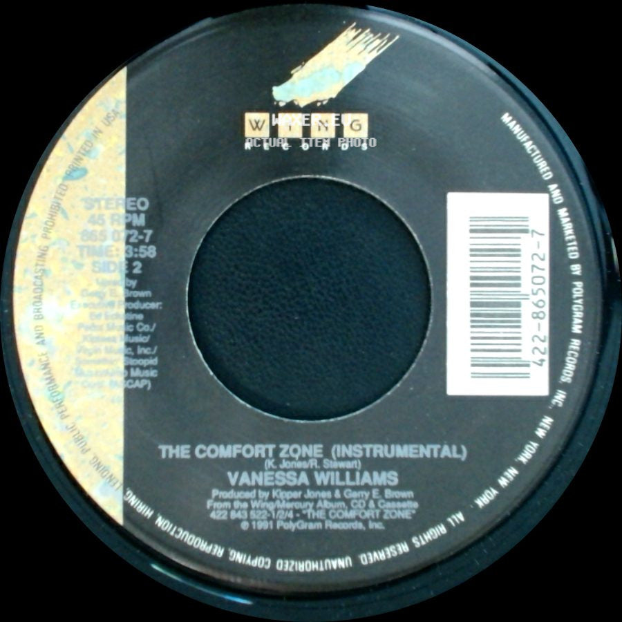 Vanessa Williams - The Comfort Zone (Lp Edit) / The Comfort Zone (Instrumental) side B