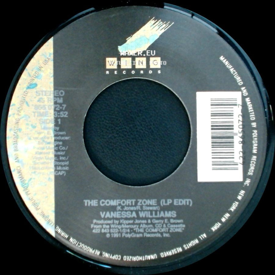 Vanessa Williams - The Comfort Zone (Lp Edit) / The Comfort Zone (Instrumental) side A