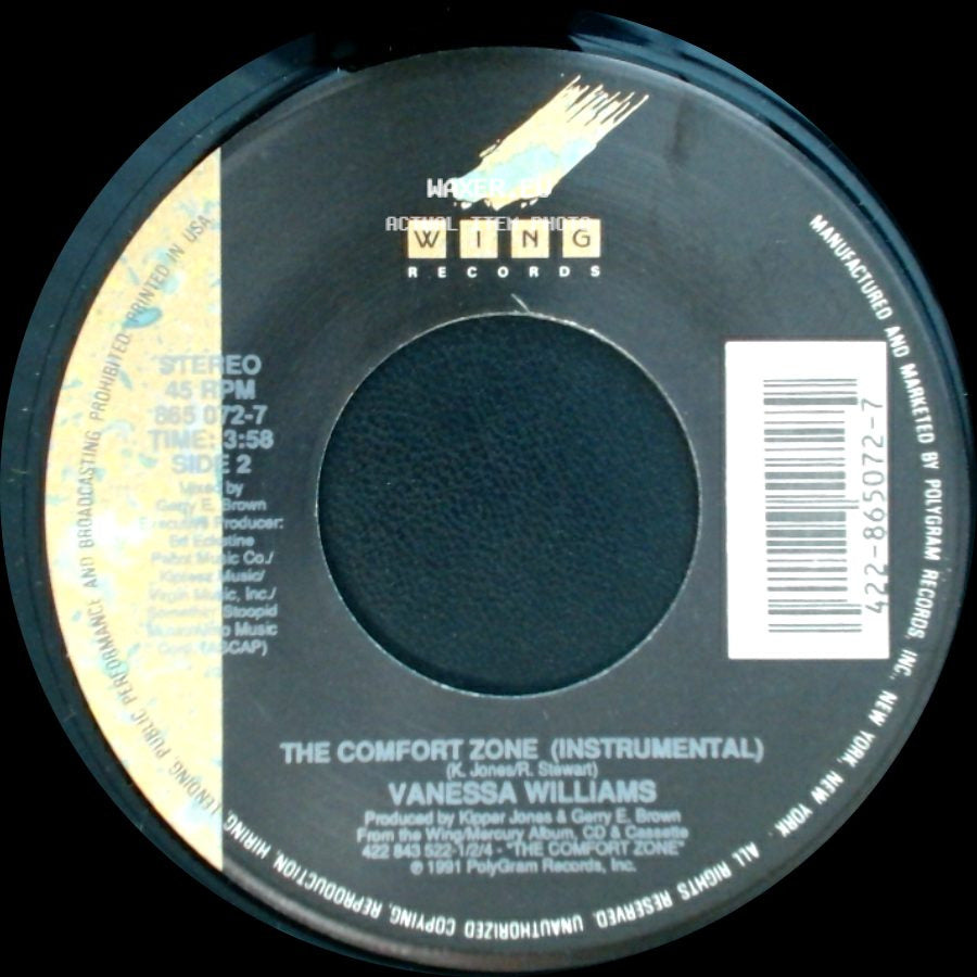 Vanessa Williams - The Comfort Zone (Lp Edit) / The Comfort Zone (Instrumental) side B
