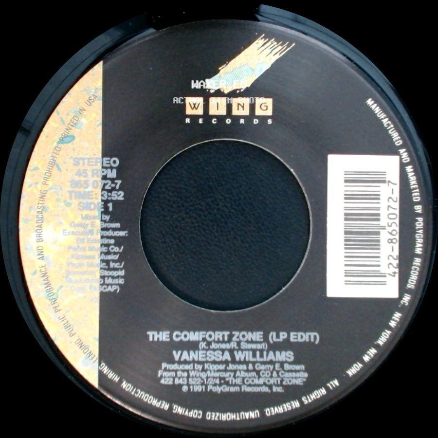 Vanessa Williams - The Comfort Zone (Lp Edit) / The Comfort Zone (Instrumental) side A