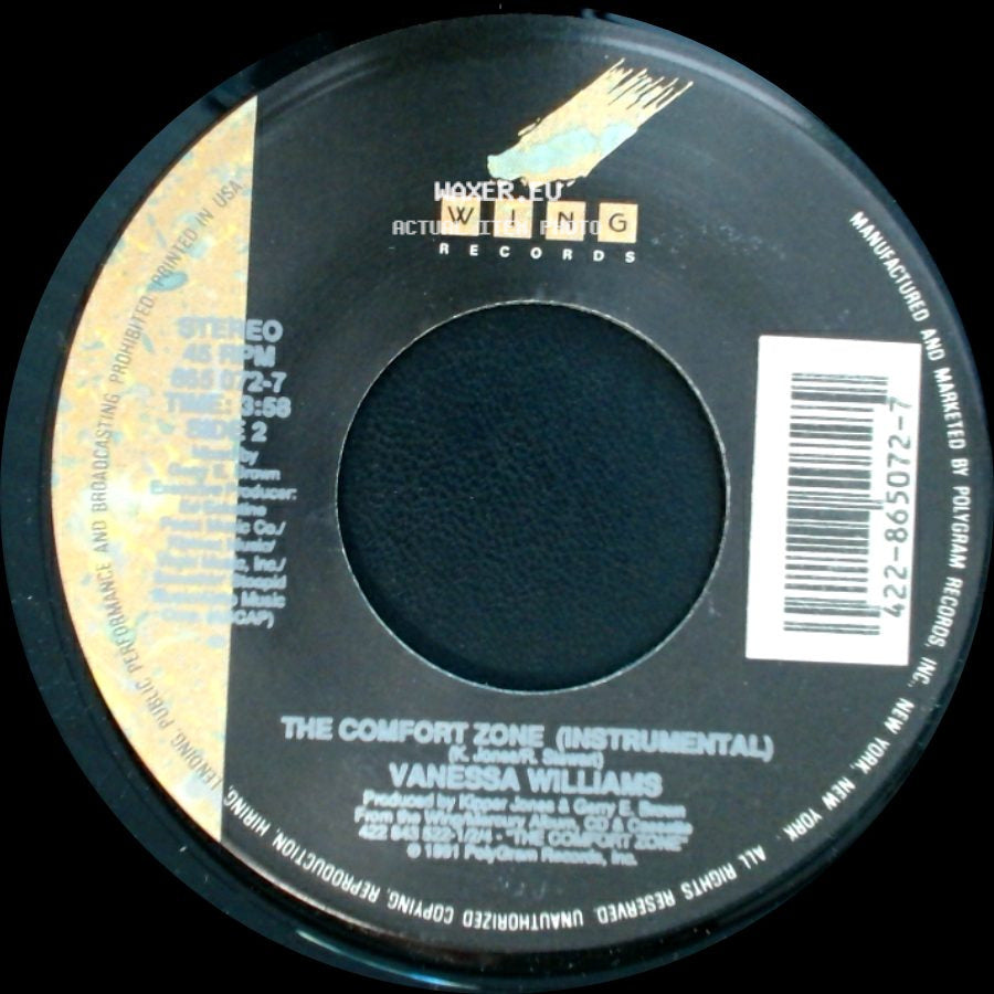 Vanessa Williams - The Comfort Zone (Lp Edit) / The Comfort Zone (Instrumental) side B