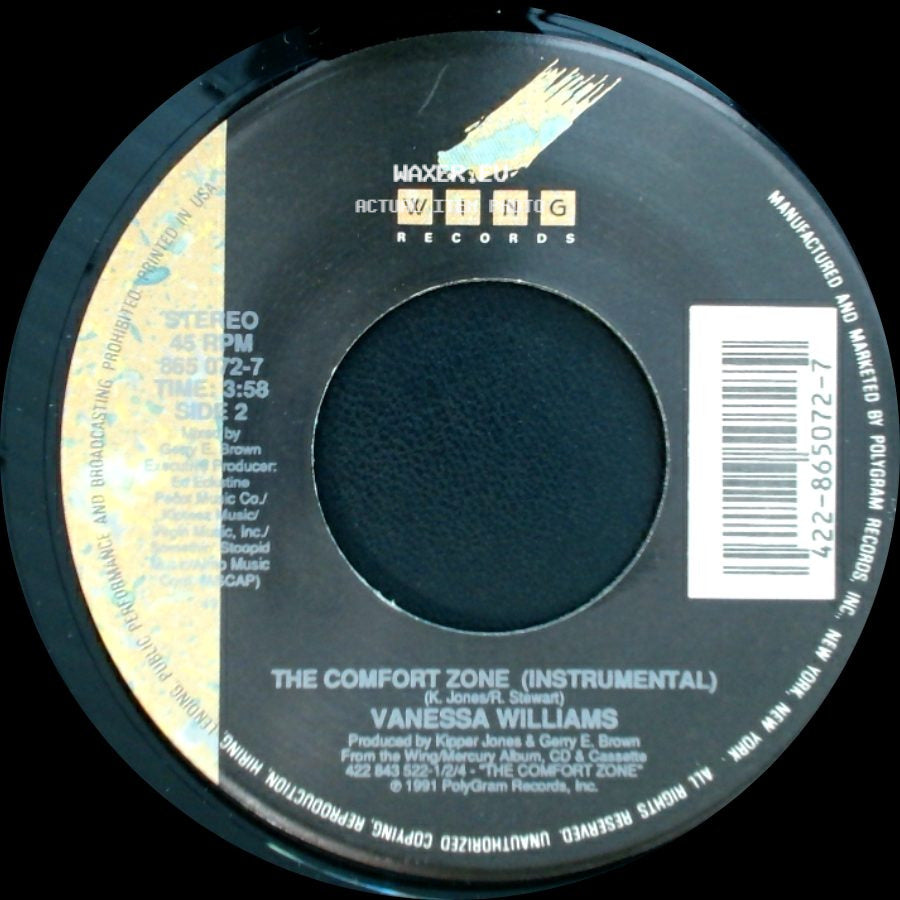 Vanessa Williams - The Comfort Zone (Lp Edit) / The Comfort Zone (Instrumental) side B