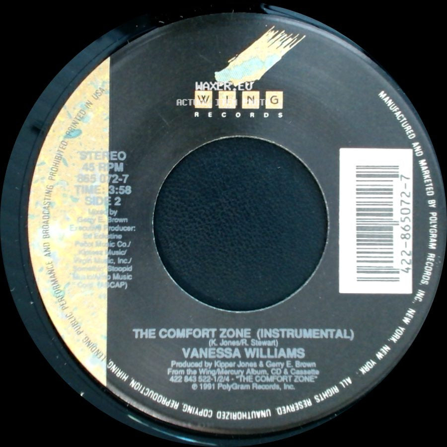 Vanessa Williams - The Comfort Zone (Lp Edit) / The Comfort Zone (Instrumental) side B
