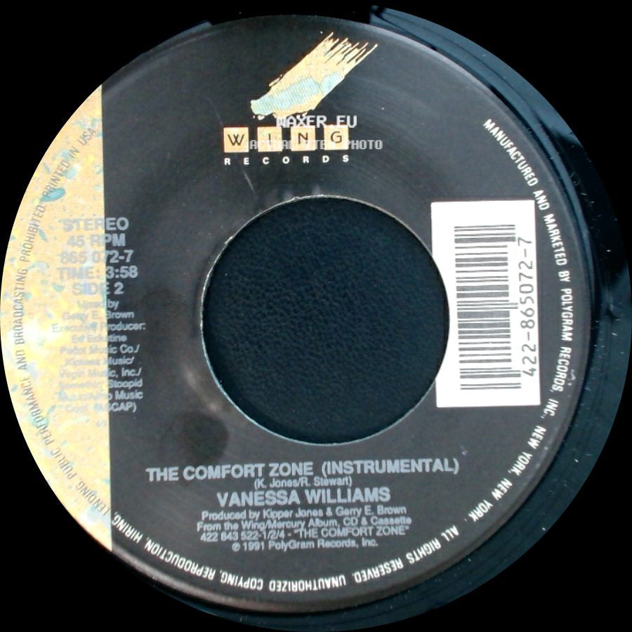 Vanessa Williams - The Comfort Zone (Lp Edit) / The Comfort Zone (Instrumental) side B