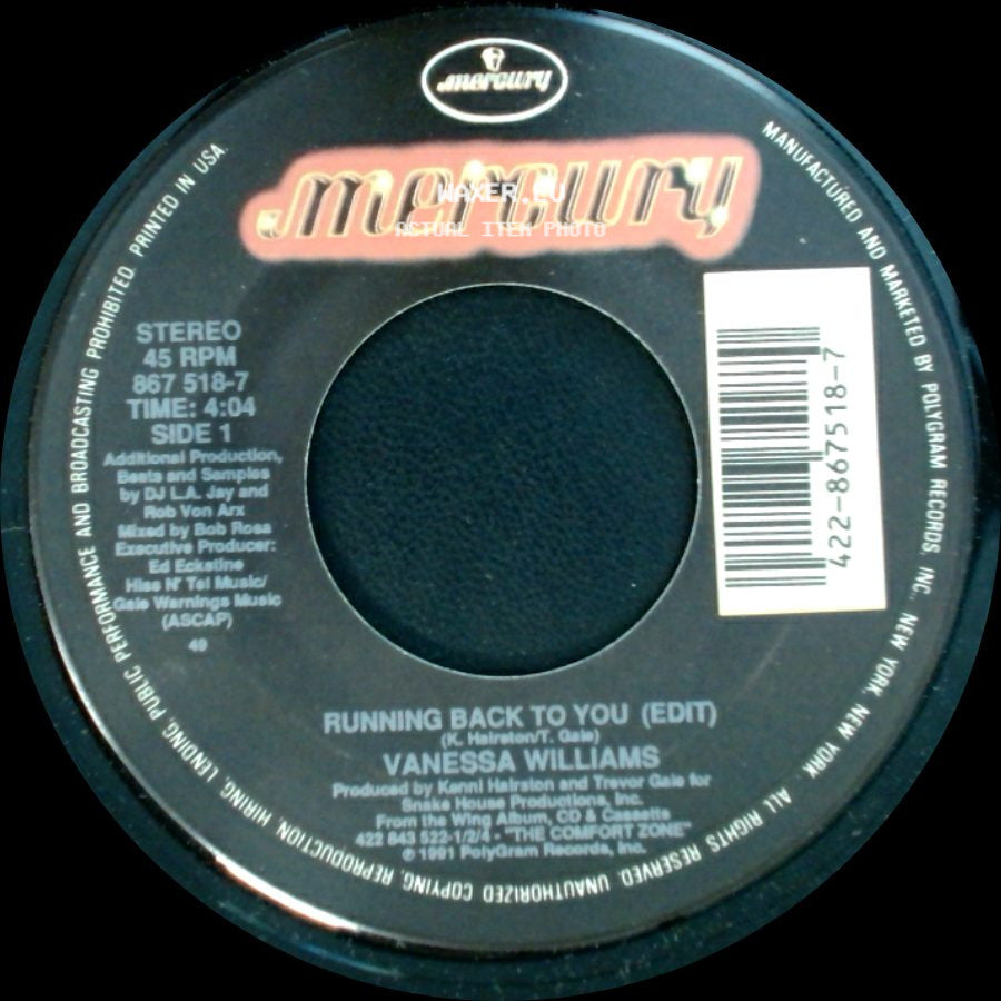 Vanessa Williams - Running Back To You (Edit) / Better Off Now side A