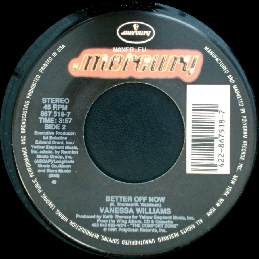 Vanessa Williams - Running Back To You (Edit) / Better Off Now side B