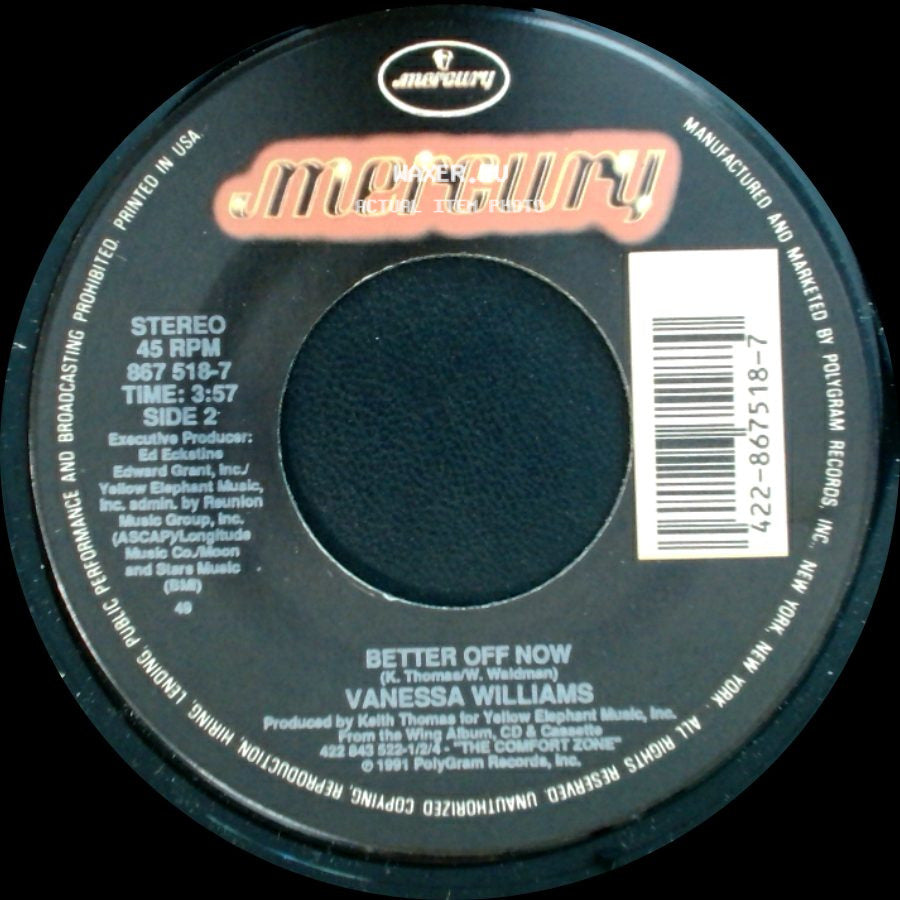 Vanessa Williams - Running Back To You (Edit) / Better Off Now side B