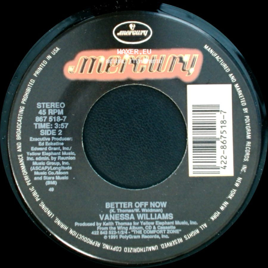 Vanessa Williams - Running Back To You (Edit) / Better Off Now side B