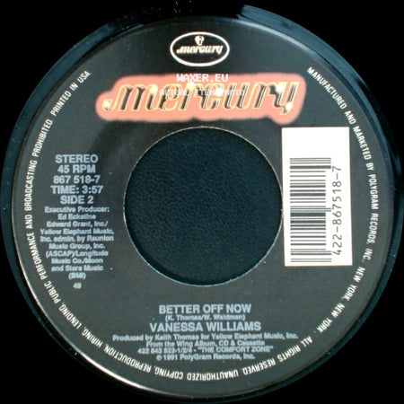 Vanessa Williams - Running Back To You (Edit) / Better Off Now side B