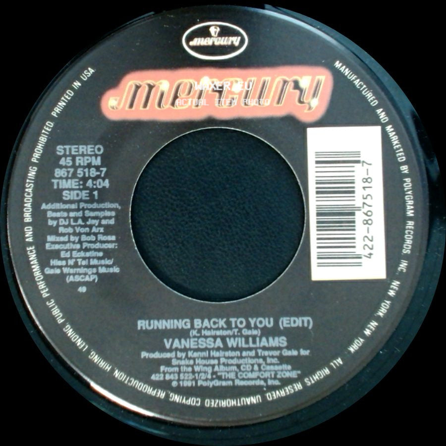 Vanessa Williams - Running Back To You (Edit) / Better Off Now side A