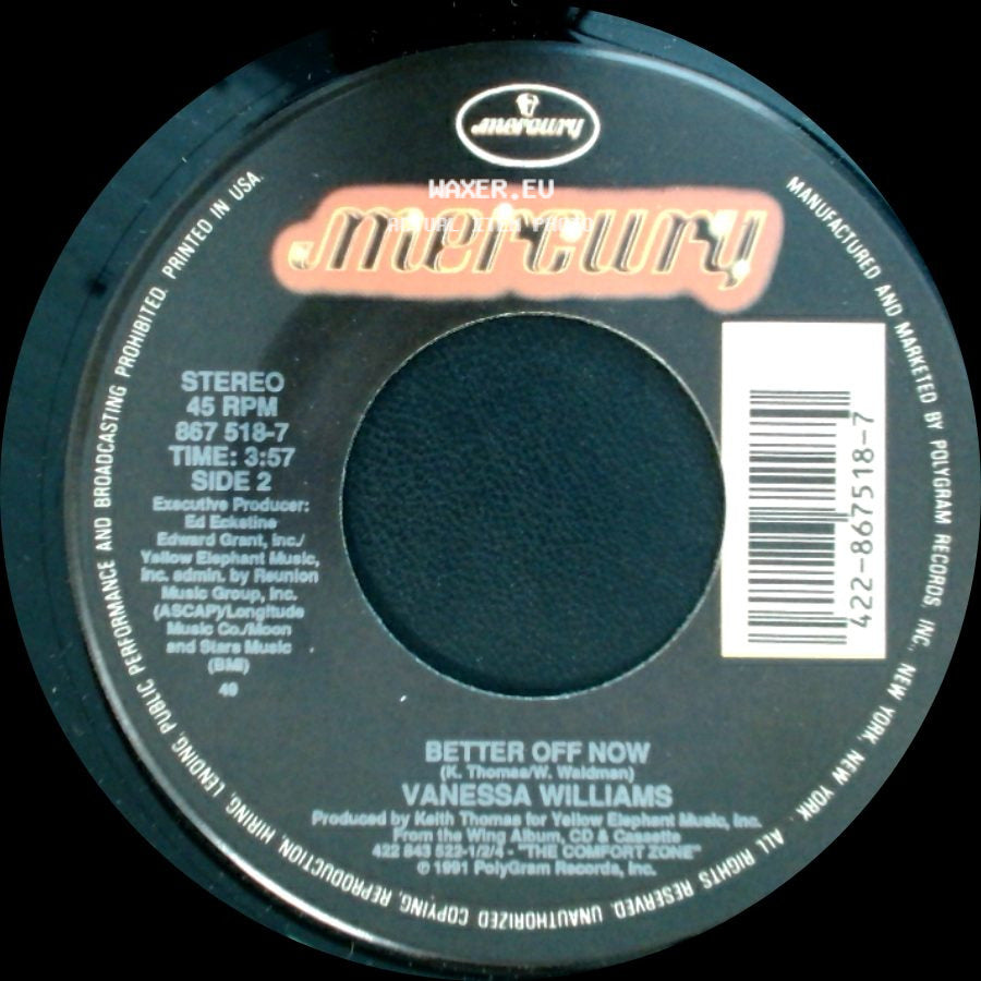 Vanessa Williams - Running Back To You (Edit) / Better Off Now side B