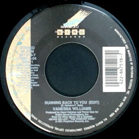 Vanessa Williams - Running Back To You (Edit) / Better Off Now side A