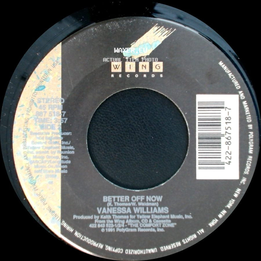 Vanessa Williams - Running Back To You (Edit) / Better Off Now side B