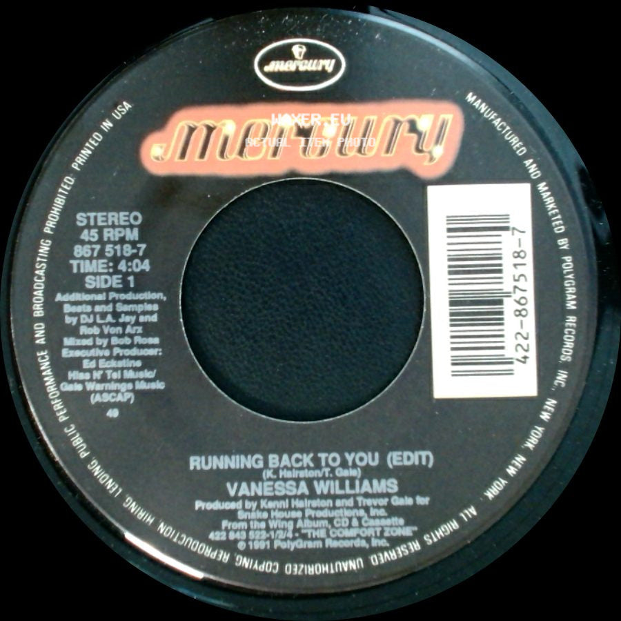 Vanessa Williams - Running Back To You (Edit) / Better Off Now side A