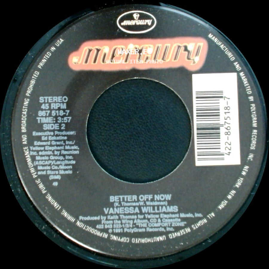 Vanessa Williams - Running Back To You (Edit) / Better Off Now side B