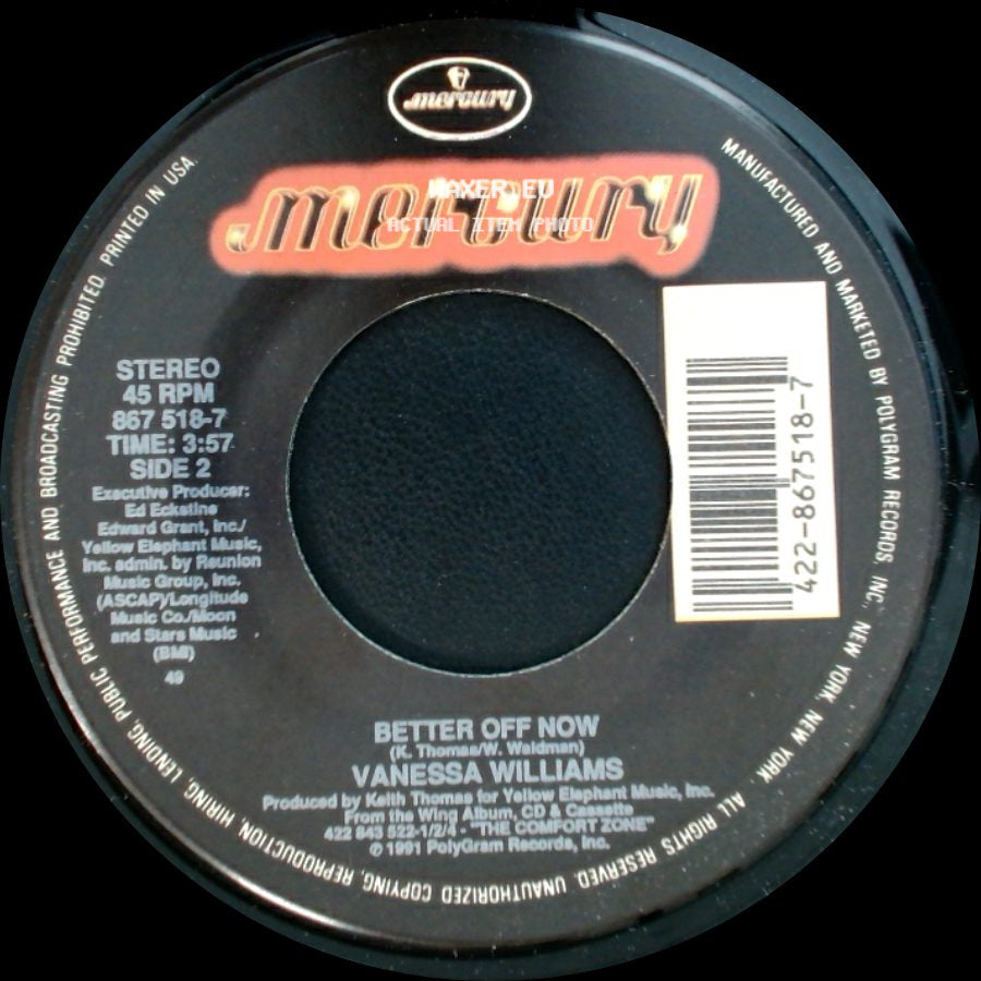 Vanessa Williams - Running Back To You (Edit) / Better Off Now side B
