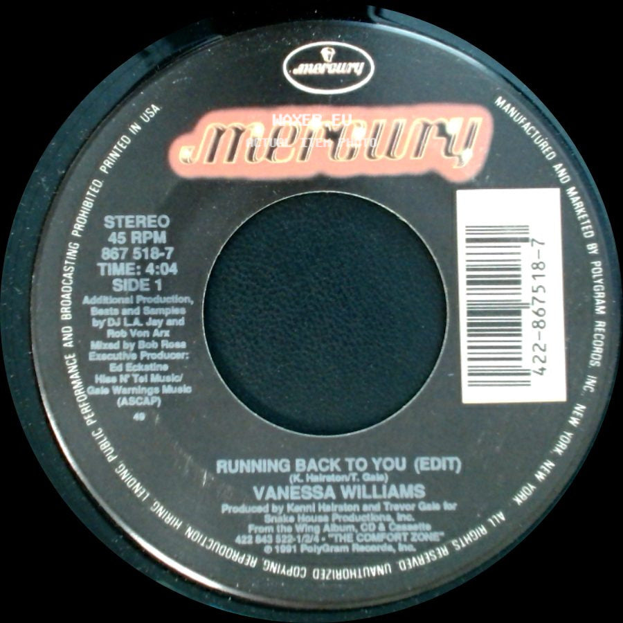 Vanessa Williams - Running Back To You (Edit) / Better Off Now side A