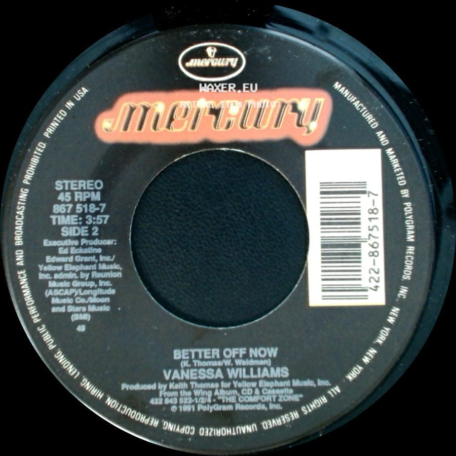 Vanessa Williams - Running Back To You (Edit) / Better Off Now side B