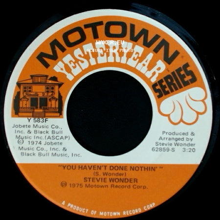 Stevie Wonder - Boogie On Reggae Woman / You Haven't Done Nothin' side B