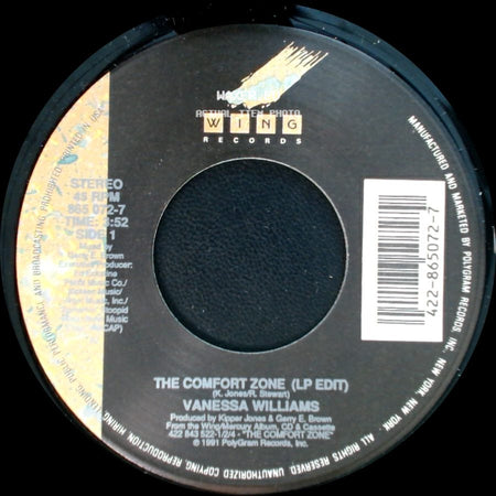 Vanessa Williams - The Comfort Zone (Lp Edit) / The Comfort Zone (Instrumental) side A