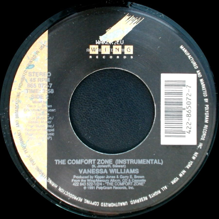 Vanessa Williams - The Comfort Zone (Lp Edit) / The Comfort Zone (Instrumental) side B