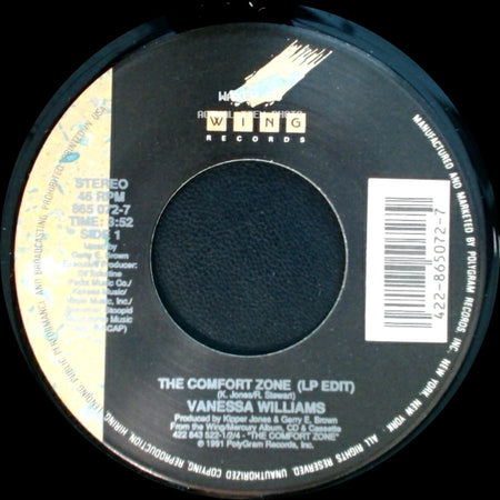 Vanessa Williams - The Comfort Zone (Lp Edit) / The Comfort Zone (Instrumental) side A