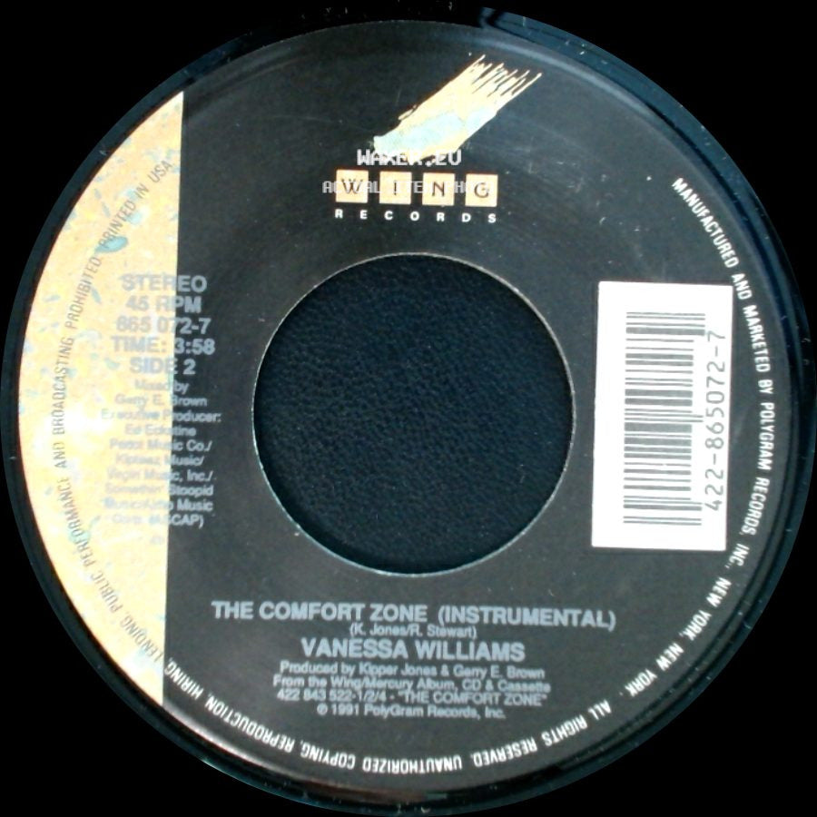 Vanessa Williams - The Comfort Zone (Lp Edit) / The Comfort Zone (Instrumental) side B