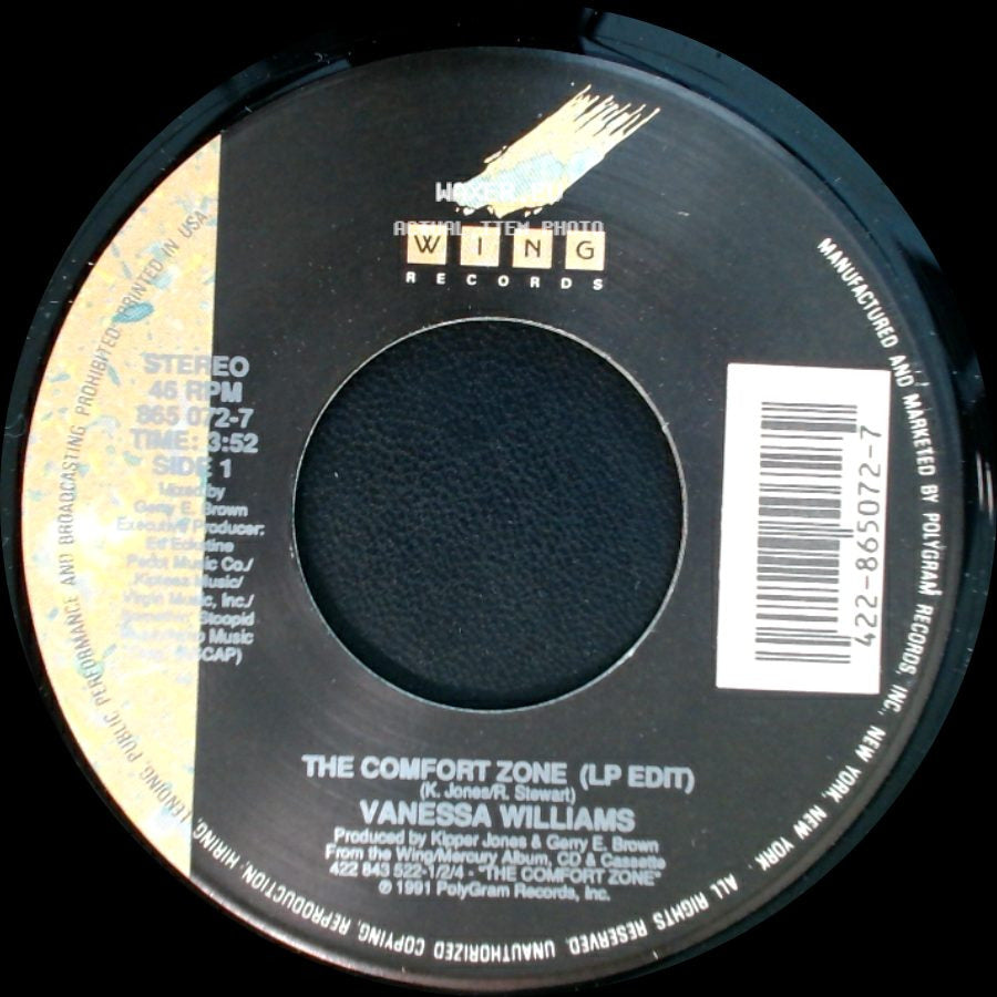 Vanessa Williams - The Comfort Zone (Lp Edit) / The Comfort Zone (Instrumental) side A