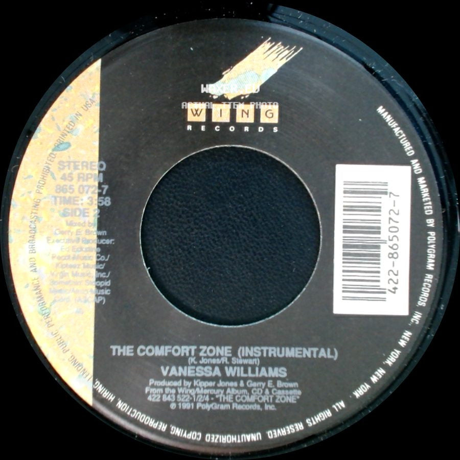 Vanessa Williams - The Comfort Zone (Lp Edit) / The Comfort Zone (Instrumental) side B