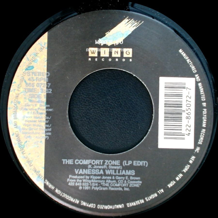 Vanessa Williams - The Comfort Zone (Lp Edit) / The Comfort Zone (Instrumental) side A