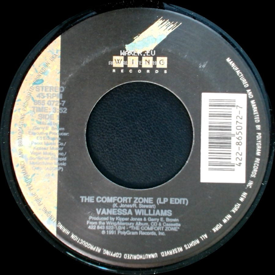 Vanessa Williams - The Comfort Zone (Lp Edit) / The Comfort Zone (Instrumental) side A