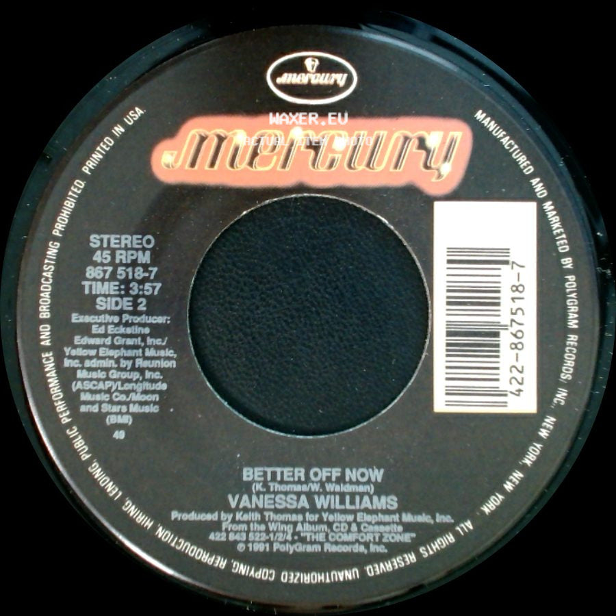 Vanessa Williams - Running Back To You (Edit) / Better Off Now side B