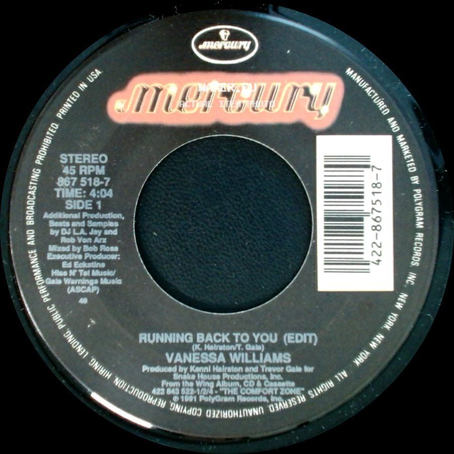 Vanessa Williams - Running Back To You (Edit) / Better Off Now side A