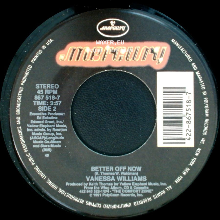 Vanessa Williams - Running Back To You (Edit) / Better Off Now side B