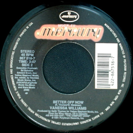 Vanessa Williams - Running Back To You (Edit) / Better Off Now side B