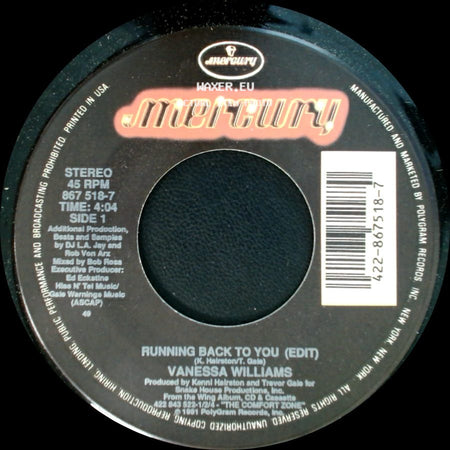 Vanessa Williams - Running Back To You (Edit) / Better Off Now side A