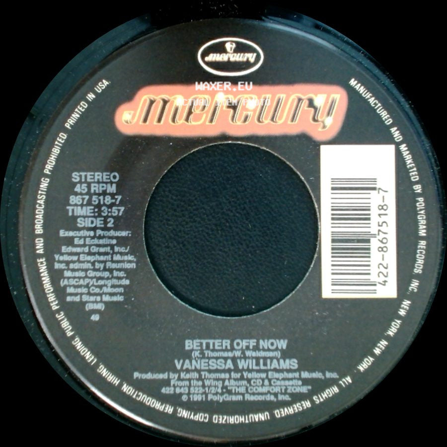 Vanessa Williams - Running Back To You (Edit) / Better Off Now side B