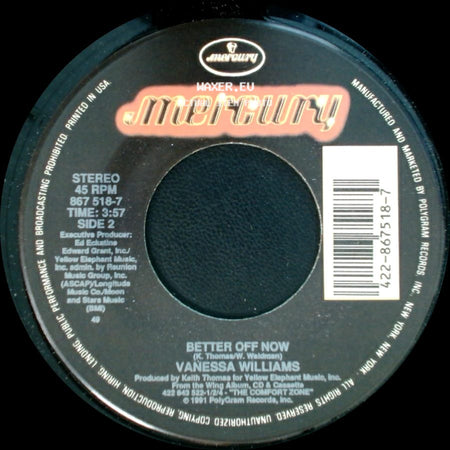 Vanessa Williams - Running Back To You (Edit) / Better Off Now side B