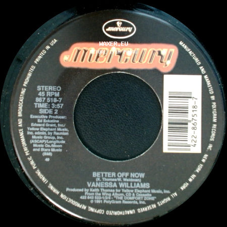 Vanessa Williams - Running Back To You (Edit) / Better Off Now side B