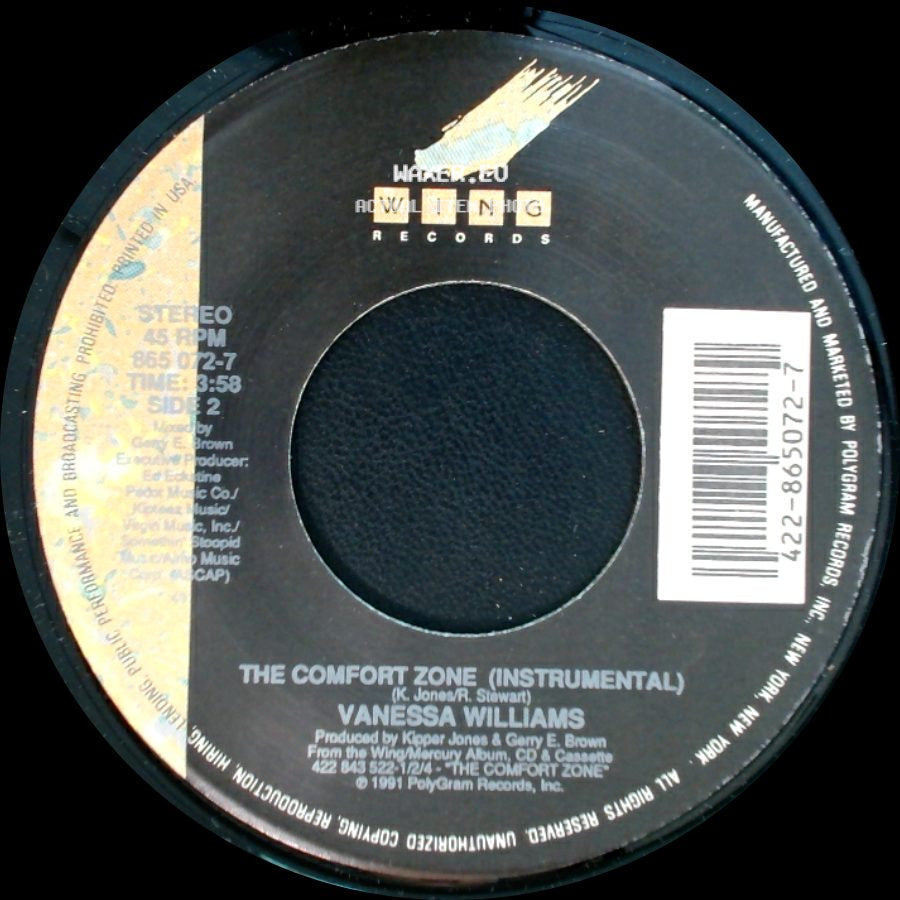 Vanessa Williams - The Comfort Zone (Lp Edit) / The Comfort Zone (Instrumental) side B