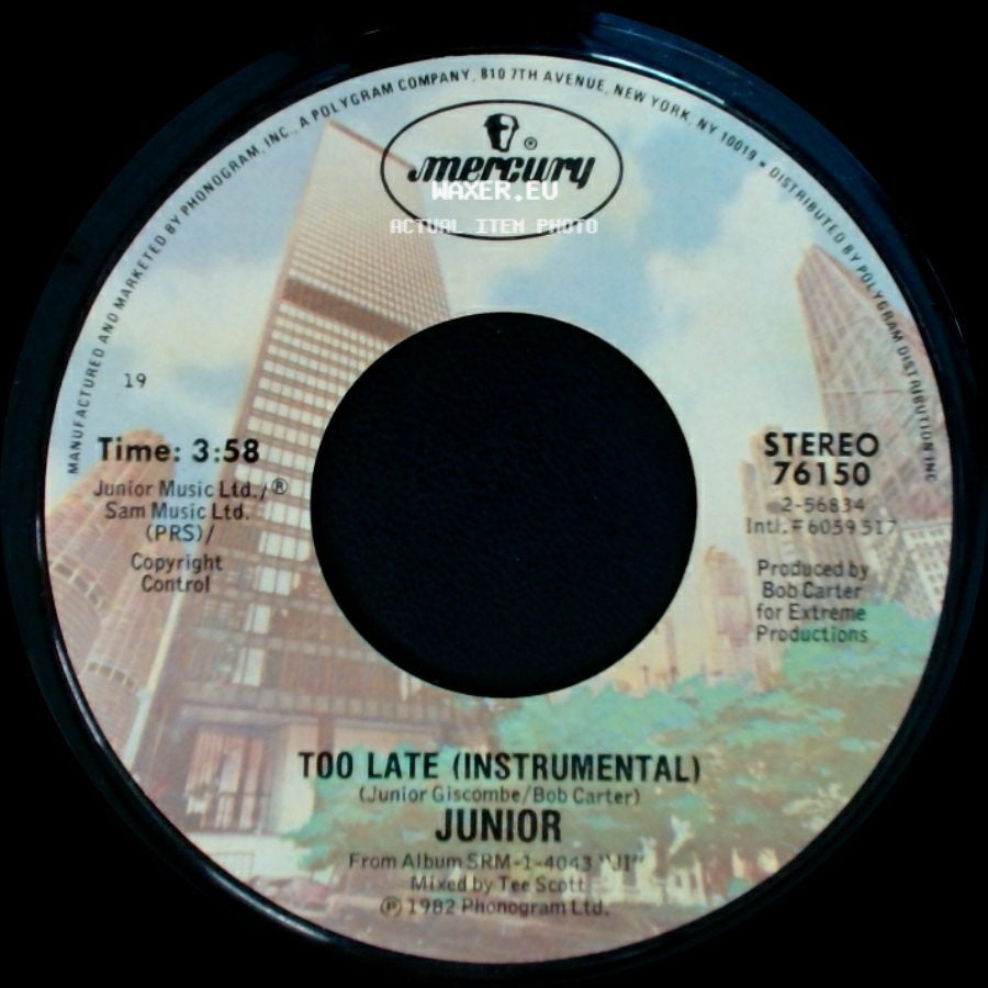 Junior - Too Late / Too Late (Instrumental) side B