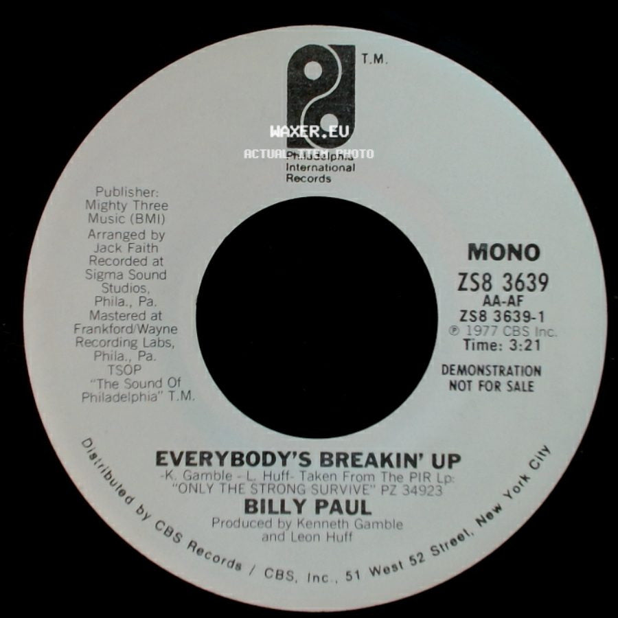 Billy Paul - Everybody's Breakin' Up / Everybody's Breakin' Up side B