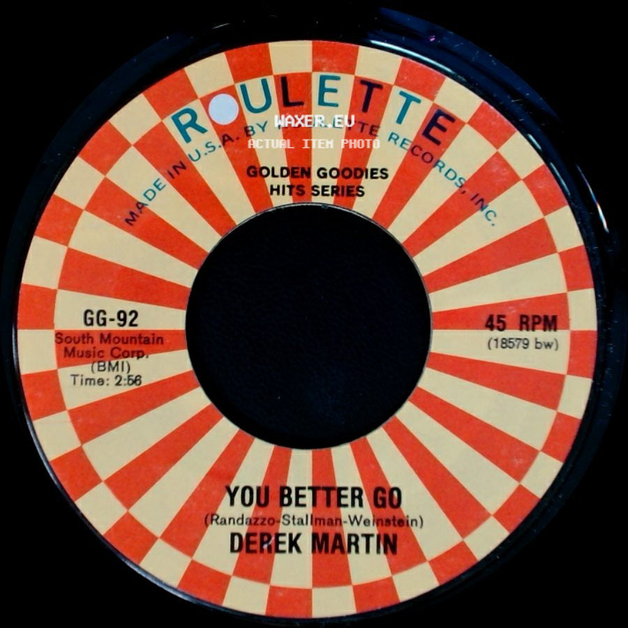 Derek Martin - Tighter, Tighter / You Better Go side B